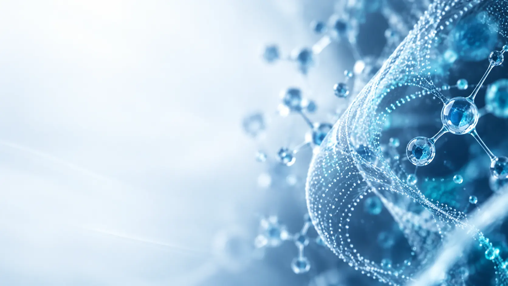 Representación molecular en tonos azules